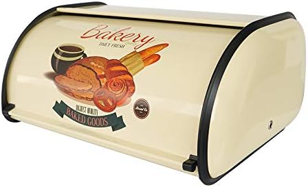 SOTECH Bread Box Kitchen Metal Container for Storage Bin Countertop Keeper Rustic Holder Vintage airtight Counter with Roll Top Farmhouse Bread Boxes by SOTECHLLC