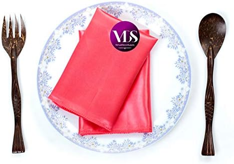 VDS - 200 Pieces | Satin Napkins 20 x 20 Inch Square | Kitchen & Dinner Table Napkins Cloths Handkerchief for Restaurant Bistro Wedding Christmas Birthday Party Dinner Decoration (Coral) - Image 4