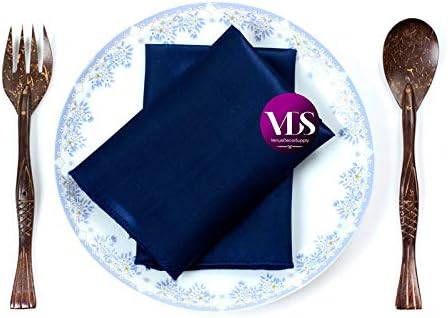 VDS - 100 Pieces | Satin Napkins 12 x 12 Inch Square | Kitchen & Dinner Table Napkins Cloths Handkerchief for Restaurant Bistro Wedding Christmas Birthday Party Dinner Decoration (Navy Blue) - Image 4