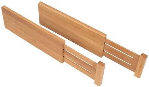Adjustable Bamboo Drawer Divider Organizers - Fits Large Drawers Sized 17.5" Upto 22"- Expandable Kitchen Drawer Organizer Separators for Utensils, Dresser, Clothes, Bedroom, Bathroom 2-Pack, Natural - Image 7