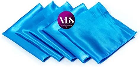 VDS - 25 Pieces | Satin Napkins 20 x 20 Inch Square | Kitchen & Dinner Table Napkins Cloths Handkerchief for Restaurant Bistro Wedding Christmas Birthday Party Dinner Decoration (Blue) - Image 2