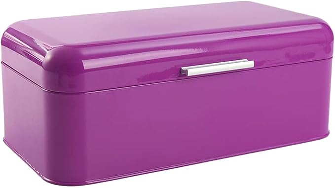 Culinary Couture Extra Large Purple Bread Box for Kitchen Countertop - Holds 2 Bread Loaves! - 16.5" x 9" x 6.5" - Stainless Steel Vintage Bread Boxes for Kitchen Counters - Bonus Recipe Ebook by CulinaryCouture