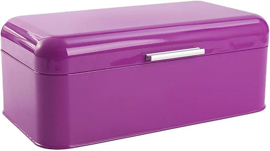 Culinary Couture Extra Large Purple Bread Box for Kitchen Countertop - Holds 2 Bread Loaves! - 16.5" x 9" x 6.5" - Stainless Steel Vintage Bread Boxes for Kitchen Counters - Bonus Recipe Ebook by CulinaryCouture