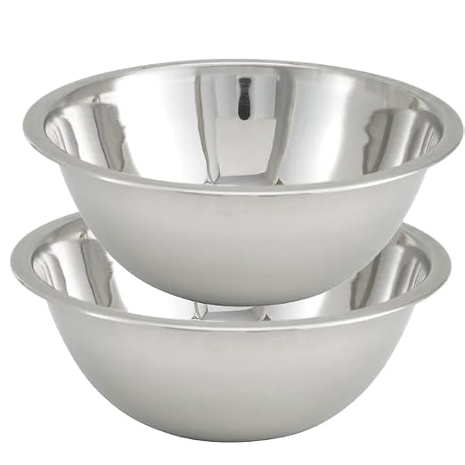 Tiger Chef Heavy Duty Mixing Bowl 1 1/2 Quart All-purpose Mixing Bowls for Home and Commercial Use - Best Prep Bowls for cake mixtures, dough’s, salads, pastas, dressings Stainless Steel - 2 Pack by TigerChef