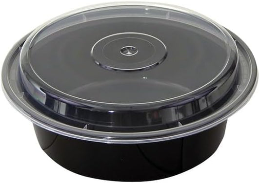 Reusable Round To-Go Food Meal Prep Storage Containers with Leak Proof Snap Lids (100, 38oz) by ICENCOLD