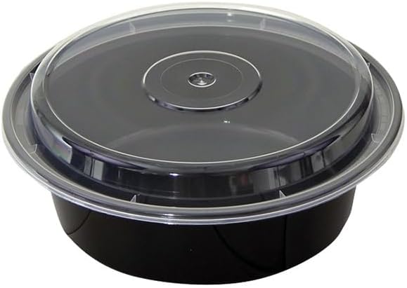 Reusable Round To-Go Food Meal Prep Storage Containers with Leak Proof Snap Lids (100, 32oz) by ICENCOLD