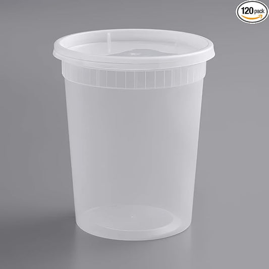 Premium 32 oz Deli Containers with Lids – Leakproof, Airtight, BPA-Free Food Storage | Stackable Meal Prep & Takeout Soup Containers | Microwave, Freezer, Dishwasher Safe (120) by Unknown