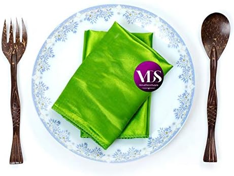 VDS - 100 Pieces | Satin Napkins 20 x 20 Inch Square | Kitchen & Dinner Table Napkins Cloths Handkerchief for Restaurant Bistro Wedding Christmas Birthday Party Dinner Decoration (Parrot Green) - Image 4