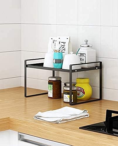 Shantton Cabinet Shelf Organizer, Pantry Shelf Rack, Black 13x8.3x7.3 | 2-Pack Stackable Metal Riser Holds 40LBS with Non-Slip Feet for Kitchen Pantry Bathroom Countertop Freezer Cupboard - Image 6