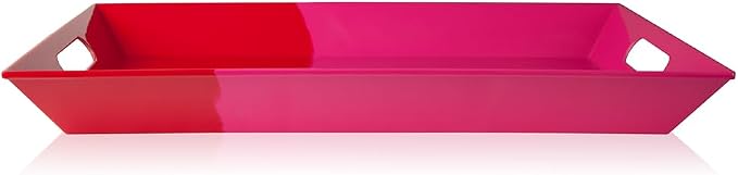 Melamine Serving Tray with Handles, Chip and Break Resistant, Durable and Kid-Friendly Food Tray for Indoor and Outdoor, Dishwasher Safe (Fuchsia/Red) - Image 2