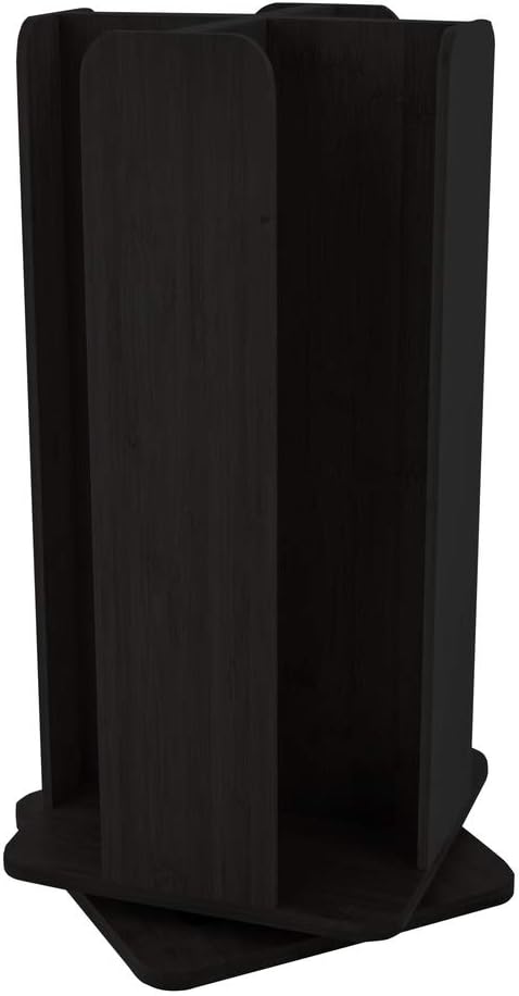 Restaurantware Restpresso 9 x 18 Inch Coffee Cup and Lid Organizer 1 Revolving Cup and Lid Holder - 4 Section Countertop Black Bamboo Cup and Lid Dispenser For Restaurants Homes or Offices - Image 2
