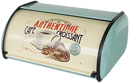 SOTECH Metal Bread Box Roll Top Vintage Breadbox for Kitchen Countertop Retro Bread Bin Holder Counter Farmhouse Bread Storage Container Blue by SOTECHLLC