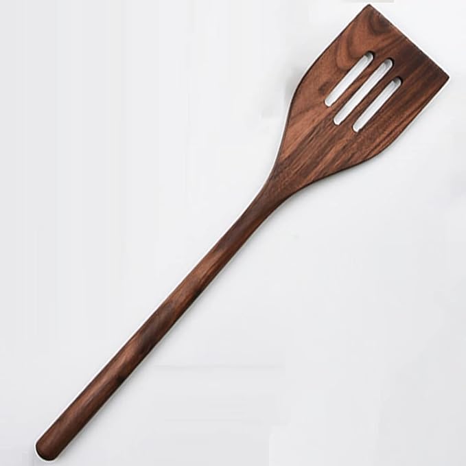 5-Piece Walnut Wooden Kitchen Utensil Set, Rustic Style, Slotted Spatula, Slotted Spoon, Spaghetti Server, Spatula by FiunkesLightFixture