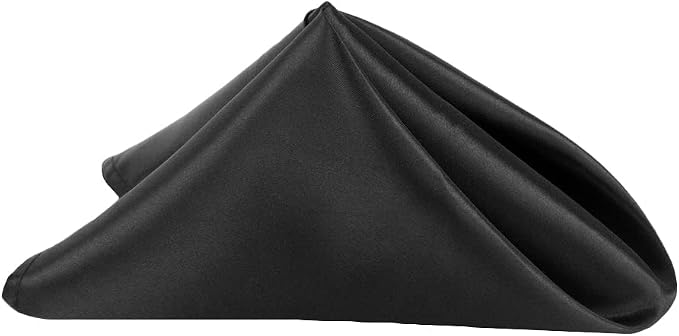 CVL 50 Pk, Satin Napkin 20"x20" Square Edge: Hemmed Material: 100% Polyester - Black by Unknown