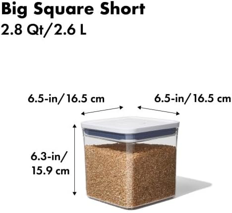 OXO Good Grips POP Container, Airtight Food Storage for Pantry, 2.8 Qt | Ideal for 5 lbs Sugar, Cookies or Crackers, Stackable, Push-Button Lid, Dishwasher Safe, Big Square Short Shape - Image 4