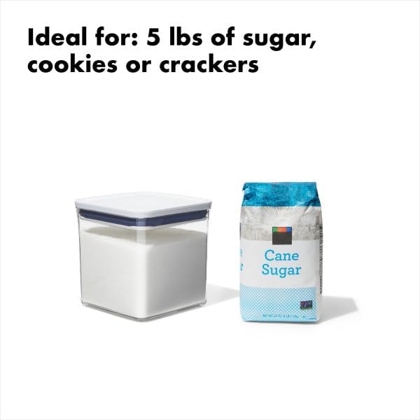 OXO Good Grips POP Container, Airtight Food Storage for Pantry, 2.8 Qt | Ideal for 5 lbs Sugar, Cookies or Crackers, Stackable, Push-Button Lid, Dishwasher Safe, Big Square Short Shape - Image 3