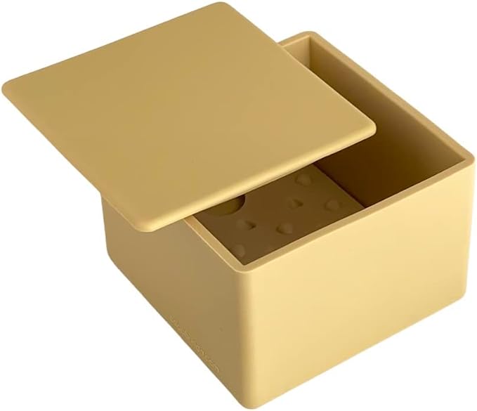 Cheese Vault for Soft Cheese - Reusable Artisan Cheese Storage Container for Fridge - Food Grade Silicone Cheese Container 5x5x3.5” - Easy to Clean Cheese Keeper for Refrigerator – Biscuit - Image 3