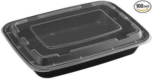 Meal Prep Containers [100 Pack] Rectangular Food Storage Containers with Lids, Bento Box, BPA Free, Stackable, Microwave/Dishwasher/Freezer Safe To Go Food Containers for Meal Prep (16oz) by ProTakeOut