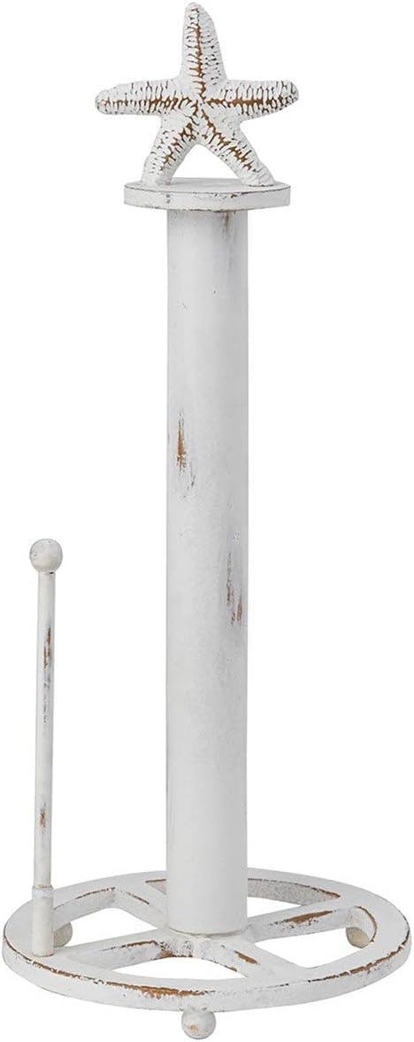 BLACK FOREST DECOR Sanibel Starfish Paper Towel Holder 6 1/4" Dia.x15 H | Wipe clean. Starfish accent adds natural, textured charm to this metal towel holder - Image 2
