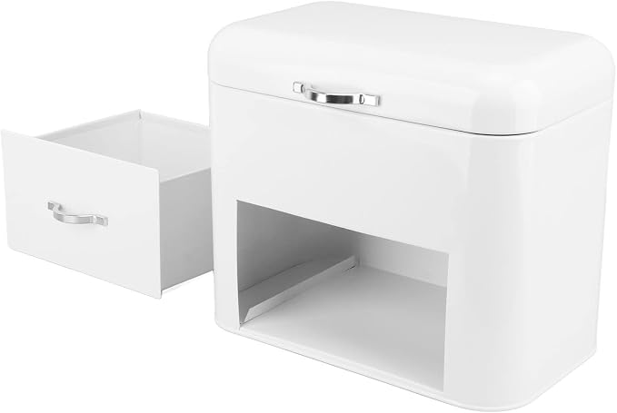 Asixxsix 2 Layer Metal Bread Box for Kitchen Countertop, Large Bread Container Bread Storage Container Metal Food Storage Bread Keeper Counter Organizer, Farmhouse Kitchen Decor (Milky White) - Image 7