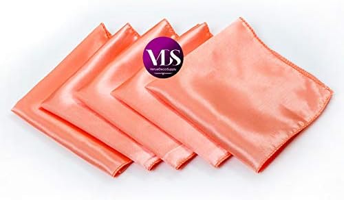 VDS - 50 Pieces | Satin Napkins 12 x 12 Inch Square | Kitchen & Dinner Table Napkins Cloths Handkerchief for Restaurant Bistro Wedding Christmas Birthday Party Dinner Decoration (Peach) - Image 2