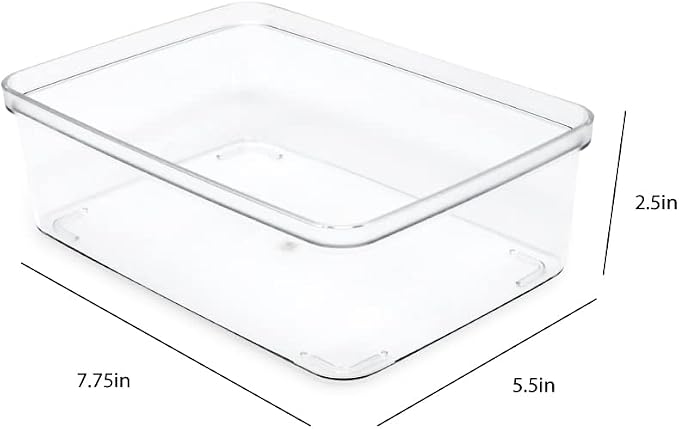 Isaac Jacobs 5-Pack Small Clear Storage Bins (5.5” L x 7.75” W x 2.5” H) | Cutout Handles, Plastic Organizer for Home, Kitchen, Fridge, Desk, Bathroom, Drawers, BPA Free, Food Safe (5-Pack, Small) - Image 3