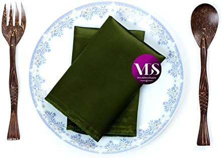 VDS - 150 Pieces | Satin Napkins 20 x 20 Inch Square | Kitchen & Dinner Table Napkins Cloths Handkerchief for Restaurant Bistro Wedding Christmas Birthday Party Dinner Decoration (Olive) - Image 4
