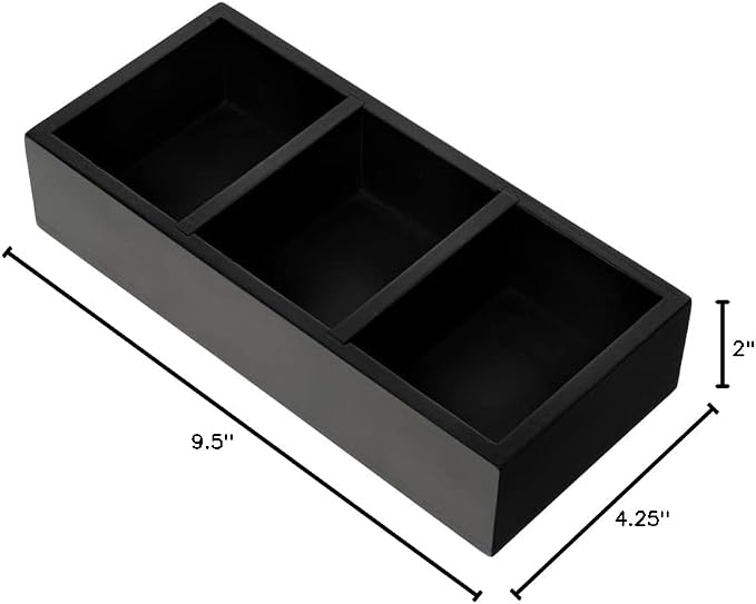 Restaurantware-9.5 x 4.25 x 2 Inch Coffee Condiment Organizer, 1 Rectangle Creamer Organizer - 3 Compartments, Black Bamboo Coffee Accessory Caddy, Won't Chip, For Tea And Sugar Packets - Image 14