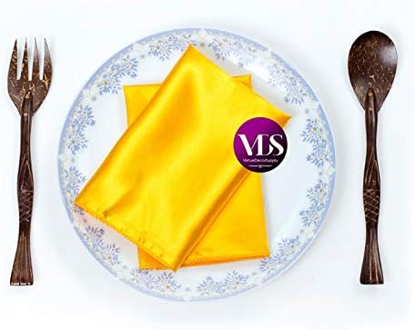 VDS - 75 Pieces | Satin Napkins 12 x 12 Inch Square | Kitchen & Dinner Table Napkins Cloths Handkerchief for Restaurant Bistro Wedding Christmas Birthday Party Dinner Decoration (Yellow Gold) - Image 4