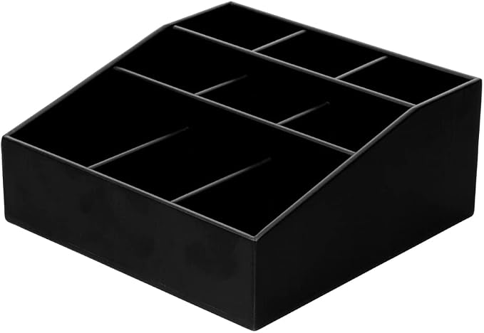 Restaurantware-11.75 x 5.5 Inch Coffee Condiment Organizer, 1 Square Creamer Organizer - 9 Compartments, Break-Resistant, Black Bamboo Coffee Accessory Caddy, Won't Chip, For Sugar Packets & Creamers - Image 2