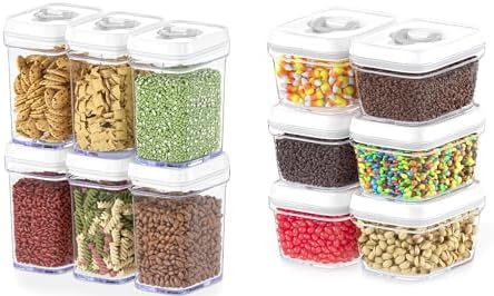 DWËLLZA KITCHEN Airtight Food Storage Containers Set - 12 PC Set - For Kitchen Pantry Organization and Storage - BPA-Free - Clear Plastic Dry Food Canisters with White Lids, Keeps Food Fresh. by DW%C3%8BLLZAKITCHEN