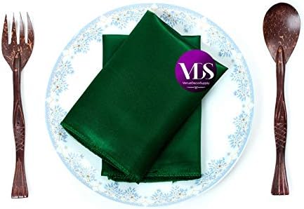 VDS - 25 Pieces | Satin Napkins 20 x 20 Inch Square | Kitchen & Dinner Table Napkins Cloths Handkerchief for Restaurant Bistro Wedding Christmas Birthday Party Dinner Decoration (Hunter Green) - Image 4