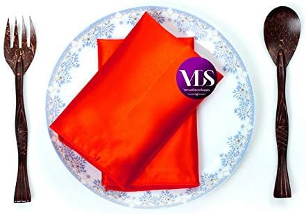 VDS - 125 Pieces | Satin Napkins 12 x 12 Inch Square | Kitchen & Dinner Table Napkins Cloths Handkerchief for Restaurant Bistro Wedding Christmas Birthday Party Dinner Decoration (Orange) - Image 4