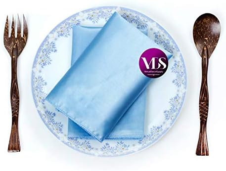 VDS - 150 Pieces | Satin Napkins 20 x 20 Inch Square | Kitchen & Dinner Table Napkins Cloths Handkerchief for Restaurant Bistro Wedding Christmas Birthday Party Dinner Decoration (Baby Blue) - Image 4