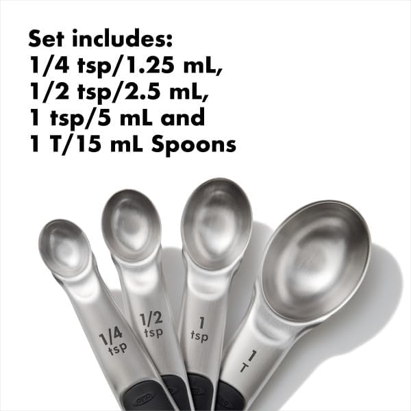 OXO Good Grips 4 Piece Stainless Steel Measuring Spoons with Magnetic Snaps - Image 2