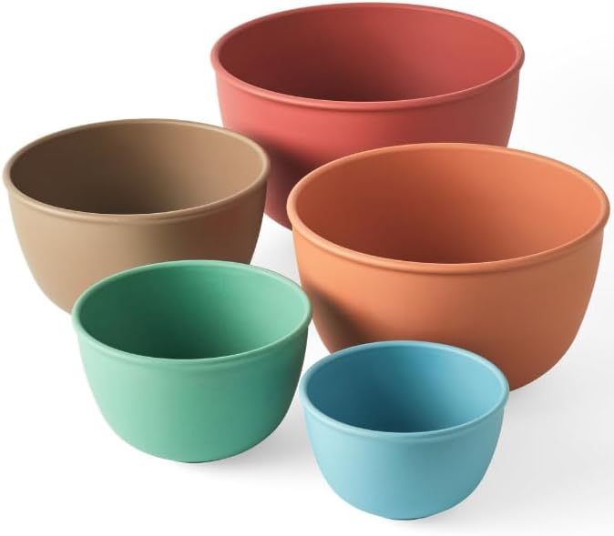 Bamboozle Mixing Bowls | 5 Piece Plant-Based Nesting Bowl Set | Matte Finish | Multi-Color | Dishwasher and Microwave Safe | Desert Bloom by Bamboozle
