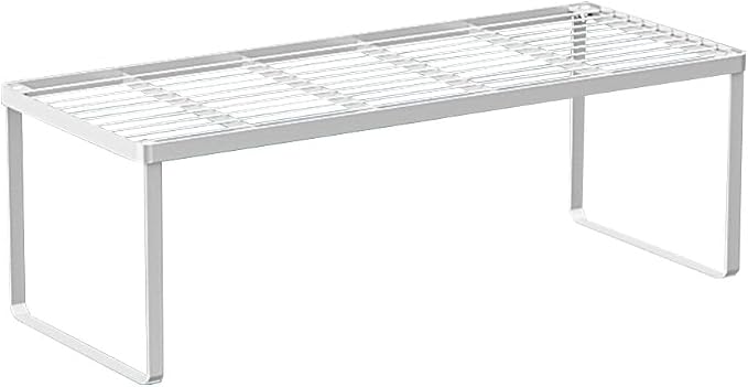 Kitchen Cabinet Storage Shelf Stackable Wire Spice Rack Organizer Heavy Duty Space Saver for Bathroom Bedroom Closet Laundry Room Office Countertop - White, Pack 1 by LIYIVNAA