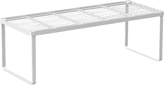 Kitchen Cabinet Storage Shelf Stackable Wire Spice Rack Organizer Heavy Duty Space Saver for Bathroom Bedroom Closet Laundry Room Office Countertop - White, Pack 1 by LIYIVNAA