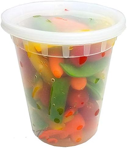 32 oz. Heavy Duty Round Deli Food Soup Plastic Container w/Lid 100% BPA Free (Pack of 24 Sets) by Unknown