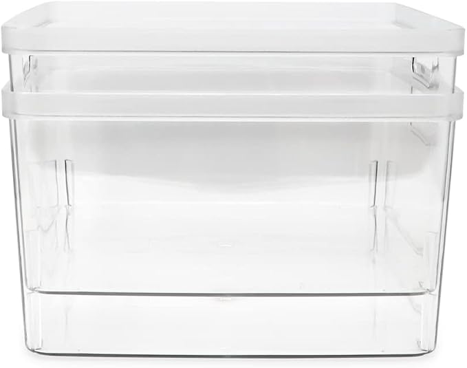Isaac Jacobs 2-Pack Square Clear Storage Bins (10” L x 10” W x 6.1” H) | Cutout Handles, Plastic Organizer for Home, Office, Kitchen, Fridge/Freezer, Bathroom, BPA Free, Food Safe (2-Pack, Square) - Image 5