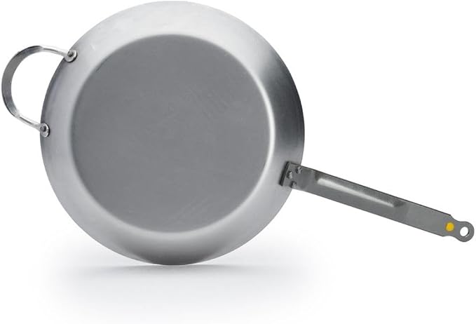 de Buyer MINERAL B Carbon Steel Fry Pan - 12.5” Diameter, 9” Cooking Surface - Ideal for Searing, Sauteing & Reheating - Naturally Non-Stick Finish - Made in France - Image 4