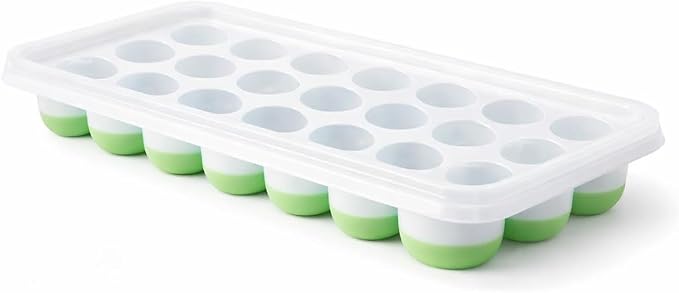 Pop Up Silicone Ice Cube Tray with Plastic Lid for Freezer, 21 Cavity Easy Release Flexible Pop Ice Tray, Stackable Reusable Ice Cube Mould for Cocktails & Cold Drinks (Pack of 1) by MIKANIX