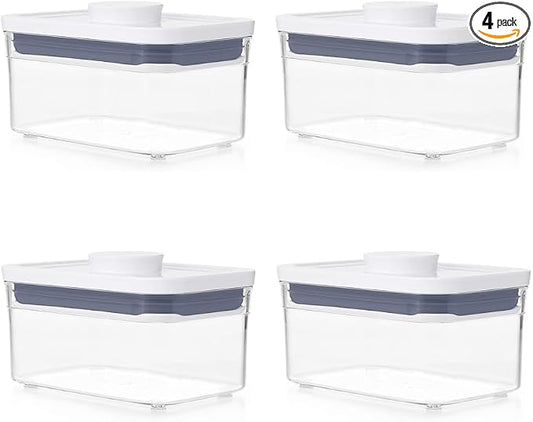 OXO Good Grips POP Container - Airtight Food Storage - 0.6 Qt Rectangle (Set of 4) for Tea and More by Unknown