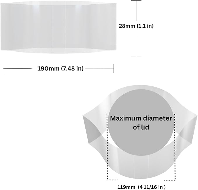190 x 28 mm Clear Perforated Shrink Band for Deli Tubs, Food Storage Containers & Large Plastic Canisters [Cap Diameter: 4 11/16"] Pack of 500 - Image 2