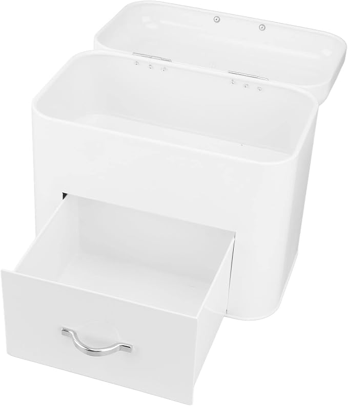 Asixxsix 2 Layer Metal Bread Box for Kitchen Countertop, Large Bread Container Bread Storage Container Metal Food Storage Bread Keeper Counter Organizer, Farmhouse Kitchen Decor (Milky White) - Image 8