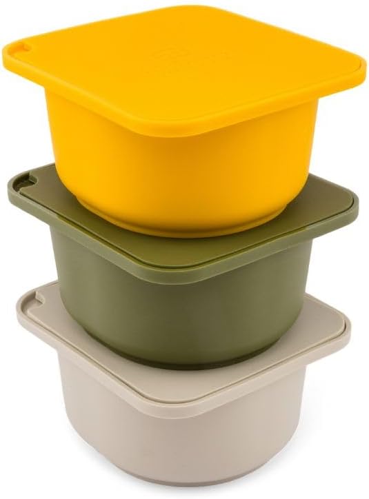 Babadoh Pizza Making Accessories | BIG Pizza Dough Proofing Containers with Lids | Set of 3 | Multi Yellow (1 Dough, 1 Olive, 1 Yellow) | Big Size (make 12-16" Pizzas) by Babadoh
