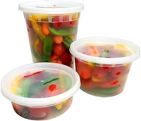 8 16 32 oz. Round Plastic Deli Soup Containers w/Lids Microwavable BPA Free (Pack of 12 Sets Each) by Unknown