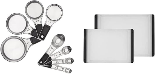 OXO Good Grips Stainless Steel Measuring Cup and Spoon Set + OXO Good Grips 2-Piece Plastic Cutting Board Set by Unknown