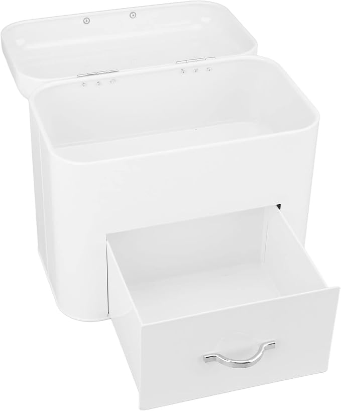 Asixxsix 2 Layer Metal Bread Box for Kitchen Countertop, Large Bread Container Bread Storage Container Metal Food Storage Bread Keeper Counter Organizer, Farmhouse Kitchen Decor (Milky White) - Image 2