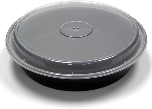 Reusable Round To-Go Food Meal Prep Storage Containers with Leak Proof Snap Lids (100, 48oz) by ICENCOLD
